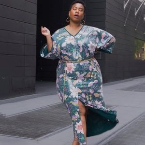 Eloquii Green Sequin Floral Maxi Gown